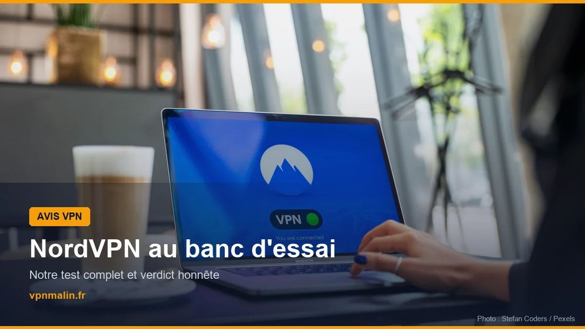 Ordinateur portable affichant une application VPN — test complet de NordVPN