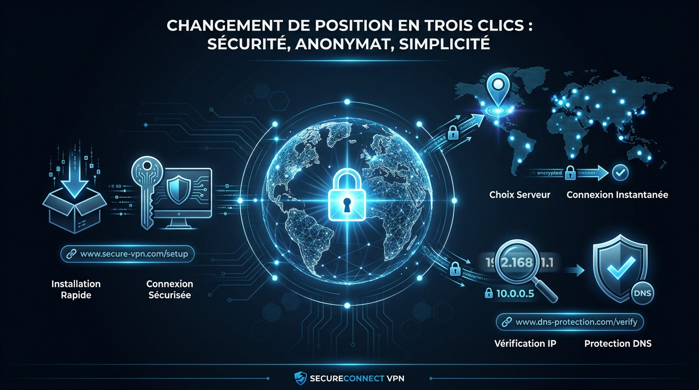 Interface de sélection de pays sur une application VPN pour changer de localisation