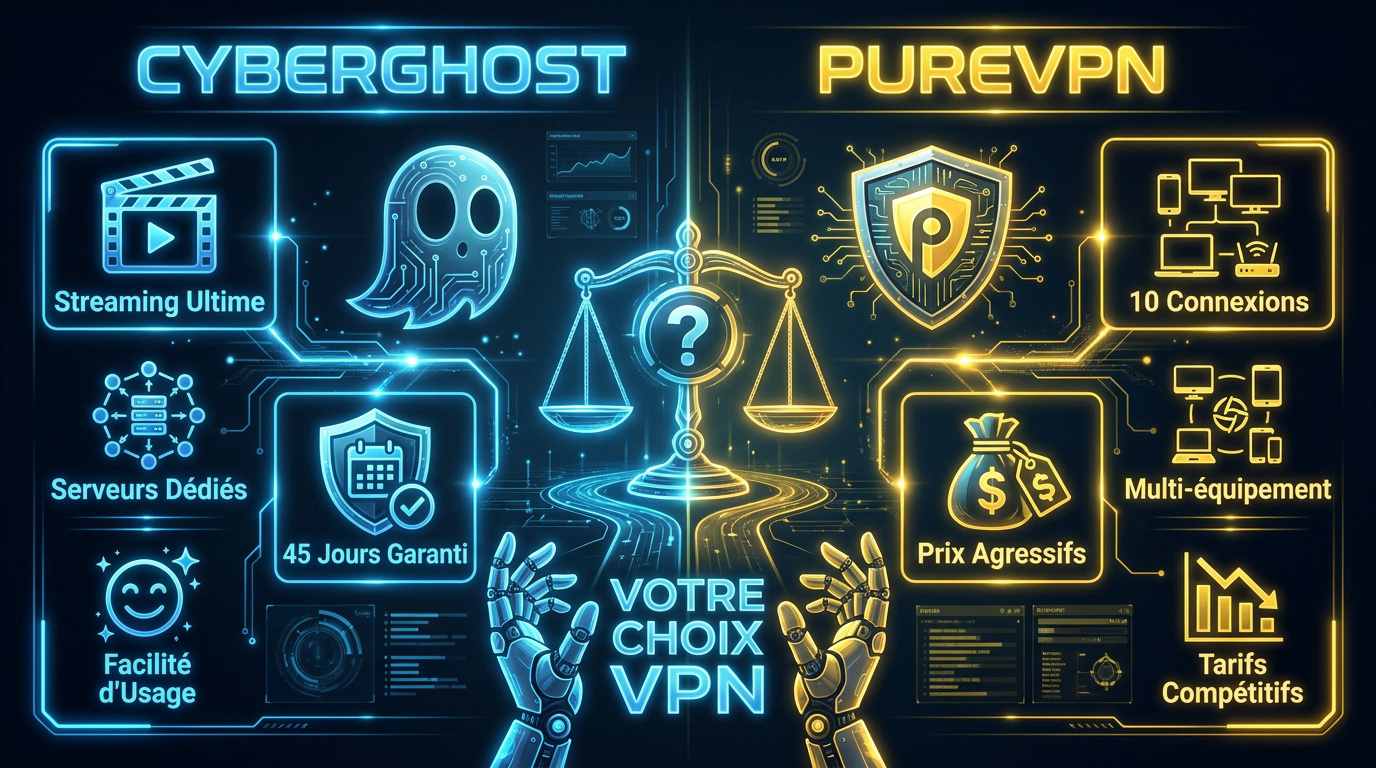 Comparatif entre PureVPN et CyberGhost pour choisir le meilleur rapport qualité prix en 2026