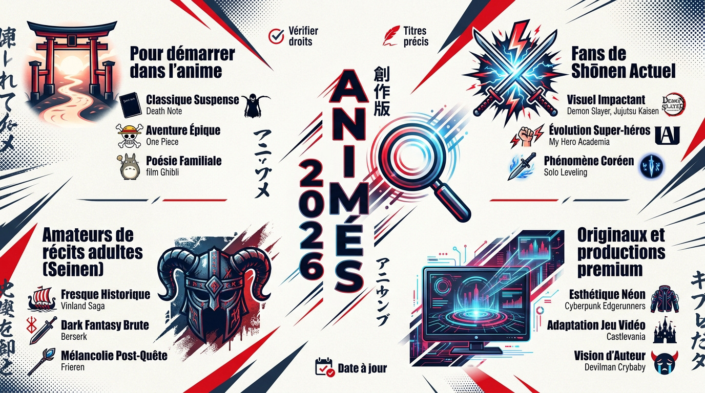 Infographie comparative des plateformes de streaming d'animés en 2026