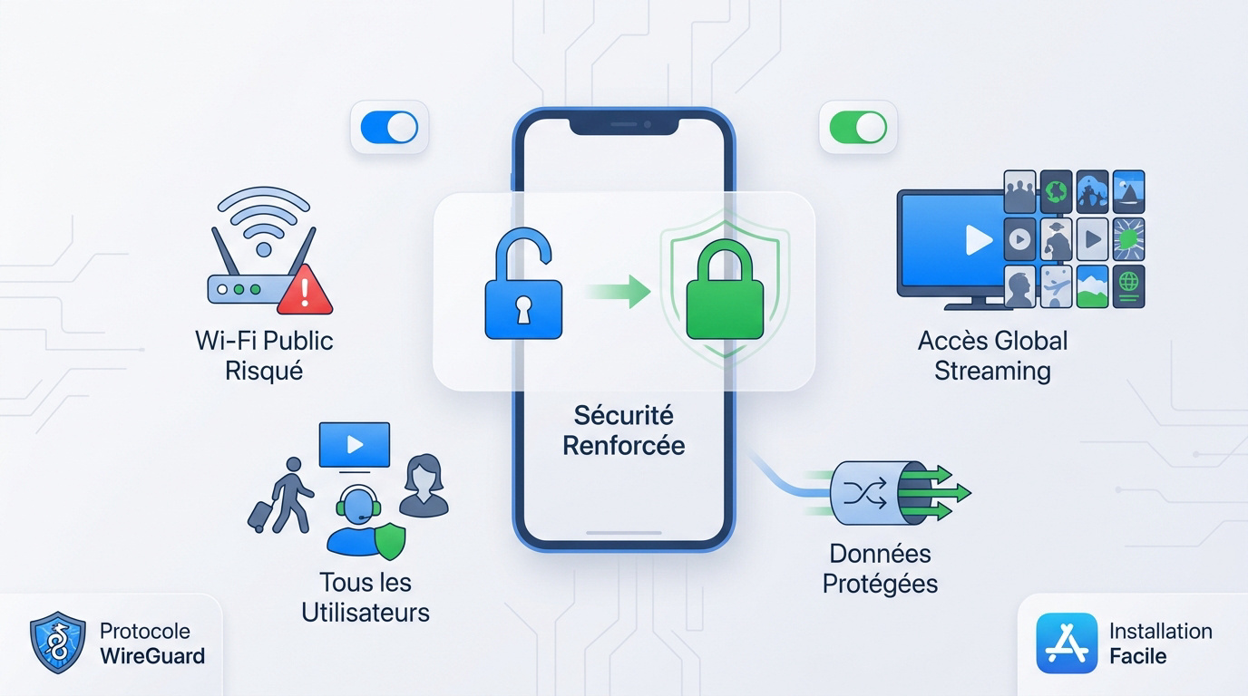 Interface d'installation d'un VPN sur iPhone pour s&eacute;curiser la connexion et acc&eacute;der aux contenus mondiaux