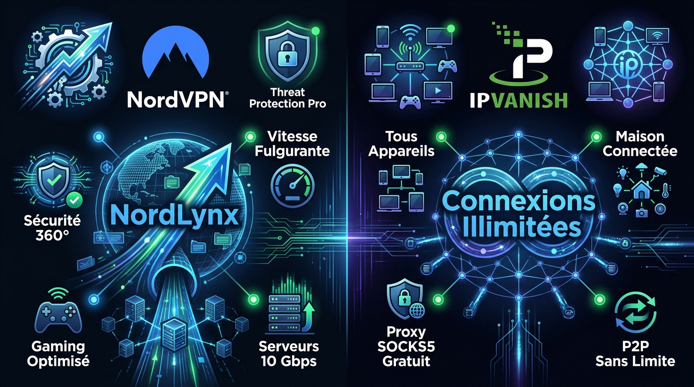 Comparaison technologique entre les serveurs de NordVPN et IPVanish