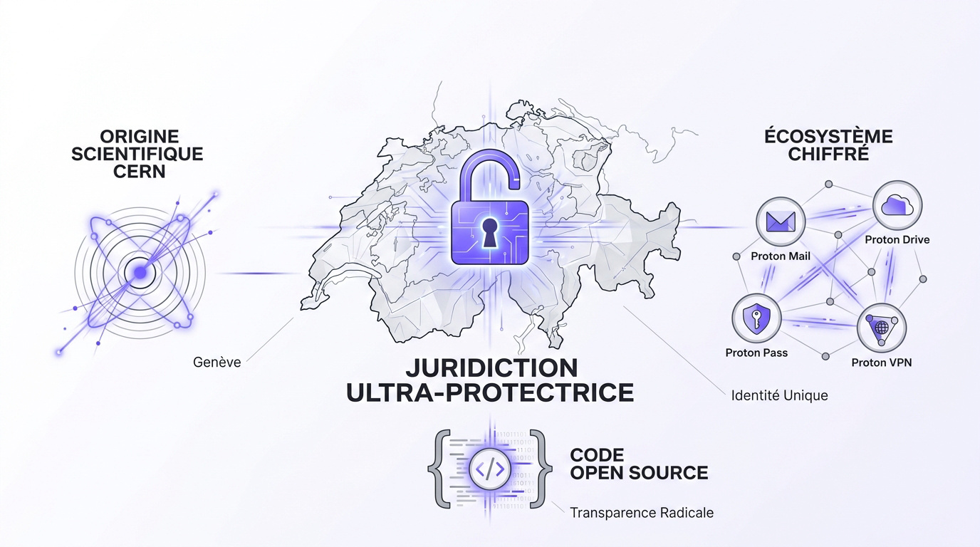 Infrastructure s&eacute;curis&eacute;e de Proton VPN en Suisse avec serveurs Secure Core