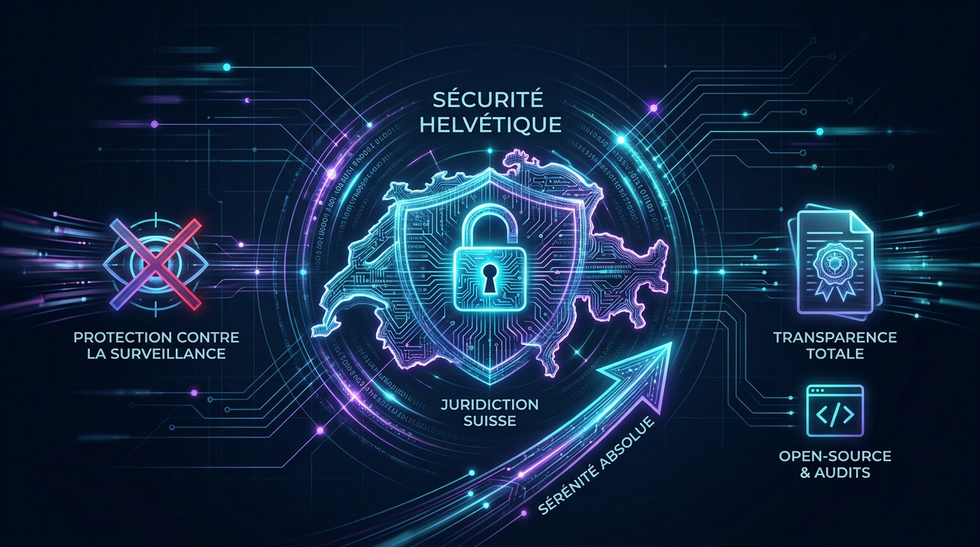 Bouclier de sécurité Proton VPN symbolisant la protection suisse