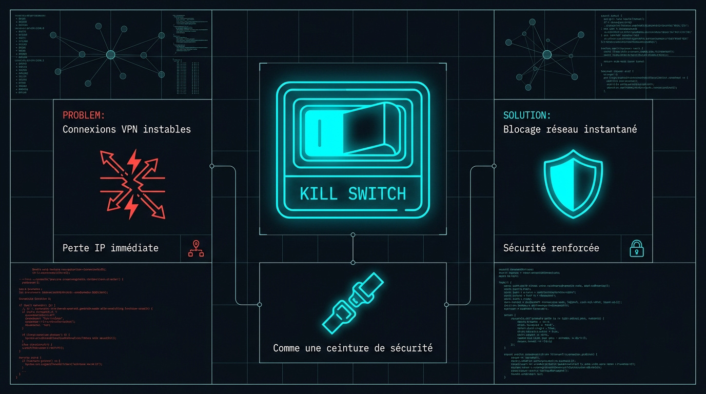 Interface de sécurité activant la fonction kill switch sur un logiciel VPN