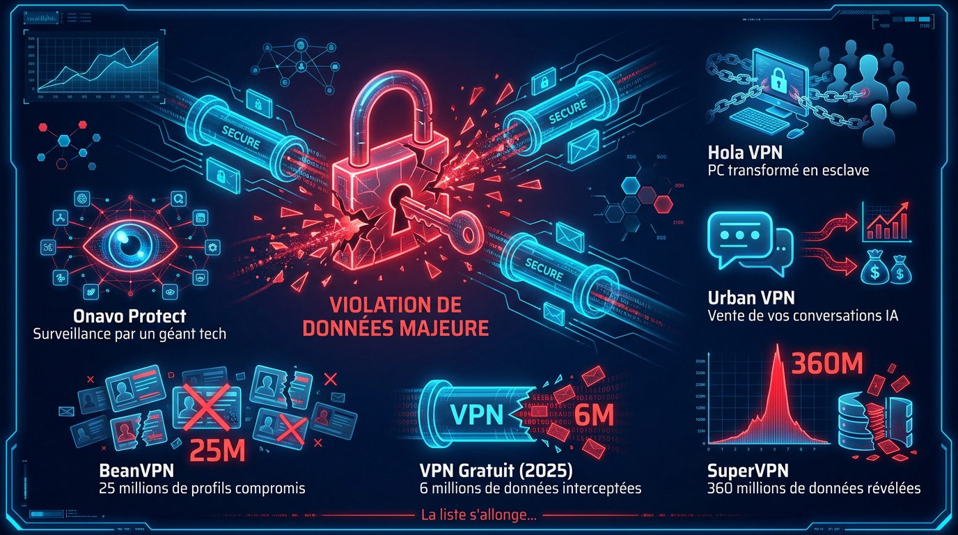 Illustration d'une enquête sur les violations de données par les services VPN gratuits