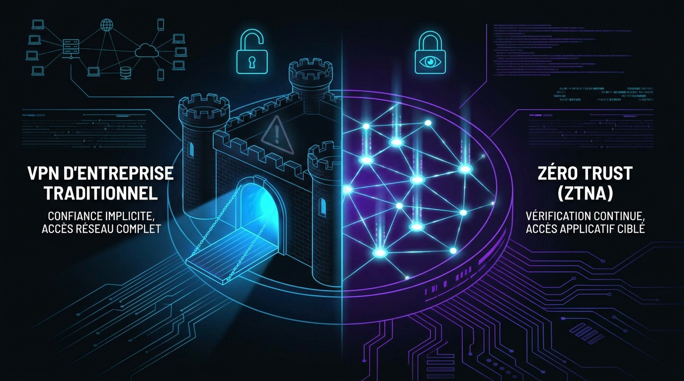 Comparaison entre la sécurité VPN traditionnelle et l'architecture Zero Trust