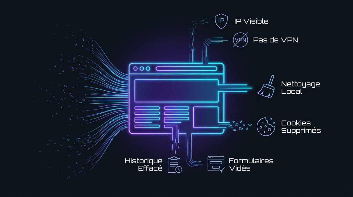 Navigation privée vs VPN : illustration des outils de protection numérique entre nettoyage local et sécurité réseau