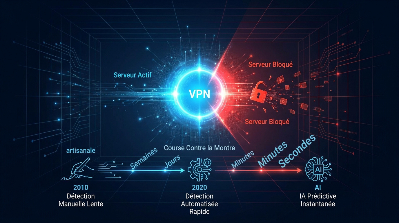 Schéma de l'évolution de la détection VPN vers l'IA